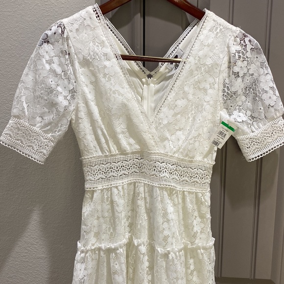 NWT NSR Amelie Eyelet Mini White Lace Dress Size: XS - Picture 6 of 10